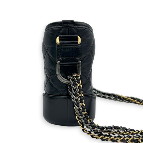 Gabrielle Small Black Shoulder Bag in Calfskin, Mixed hardware