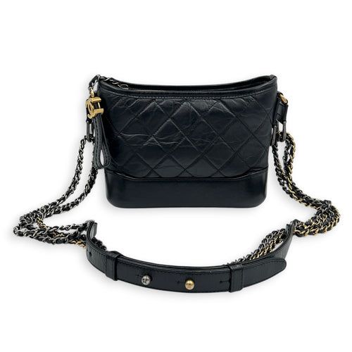 Gabrielle Small Black Shoulder Bag in Calfskin, Mixed hardware