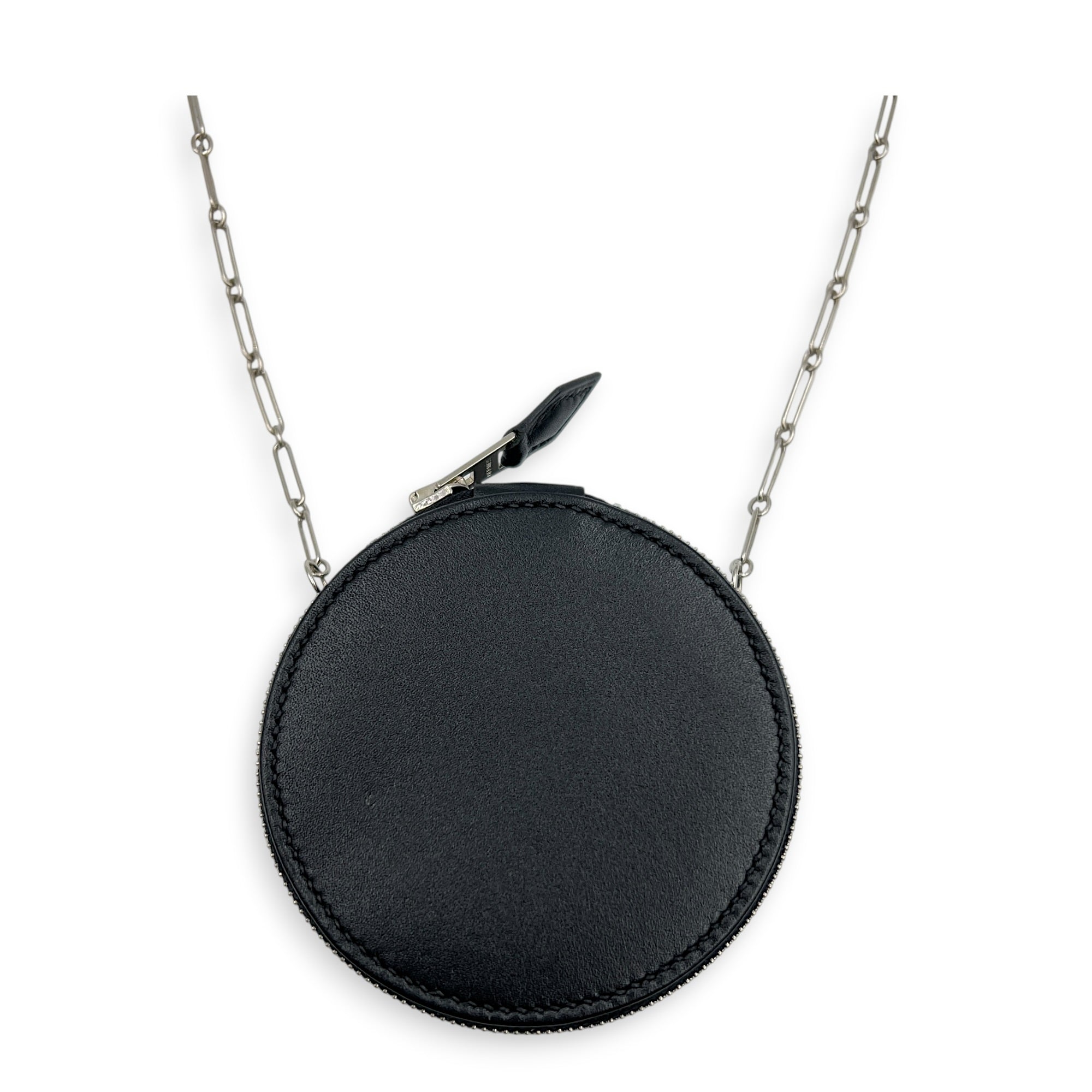 Micro Rond Veau Villandry Noir in Calfskin, Palladium hardware