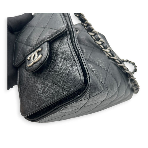 C25 Hobo Black Shoulder Bag in Caviar Leather, Ruthenium hardware