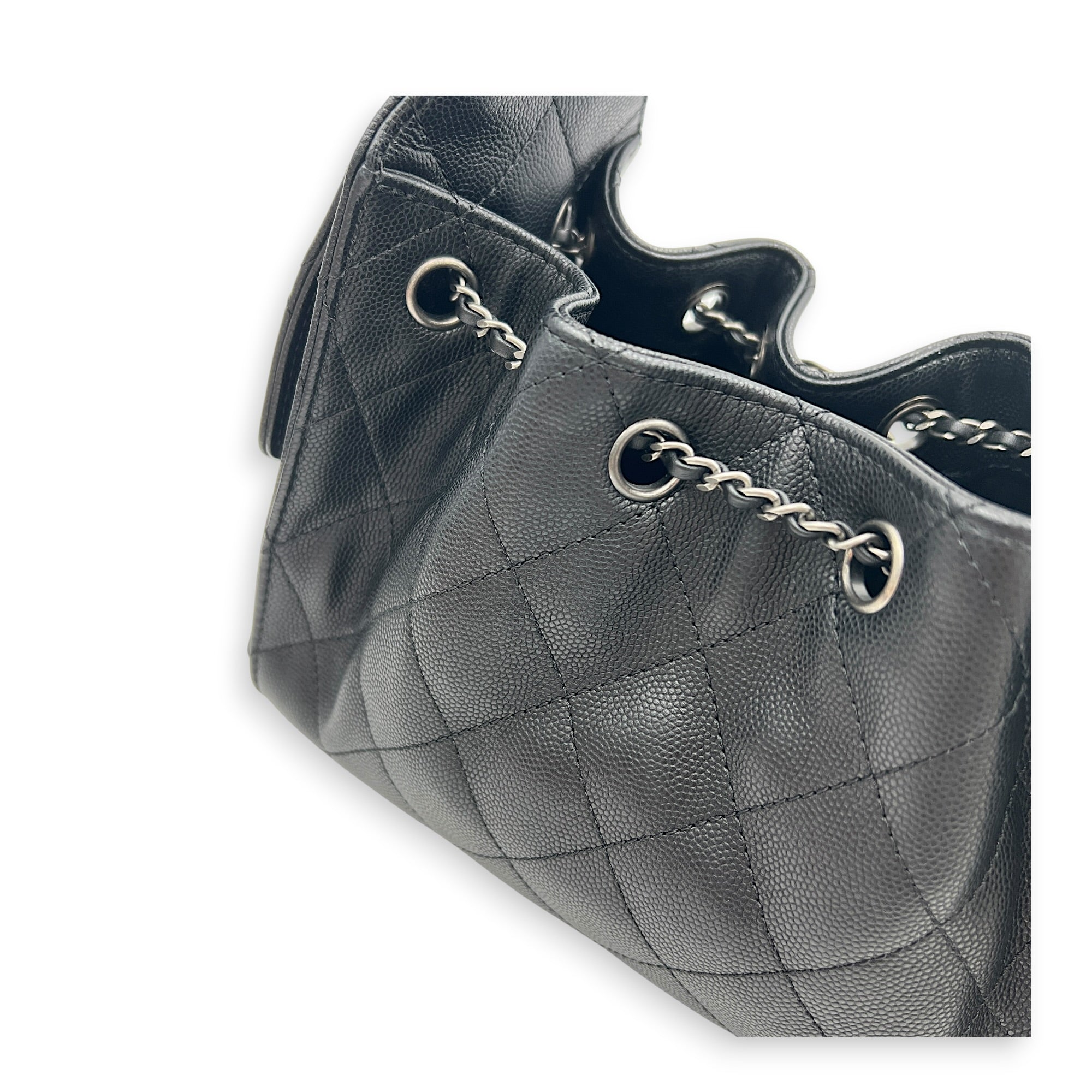 C25 Hobo Black Shoulder Bag in Caviar Leather, Ruthenium hardware