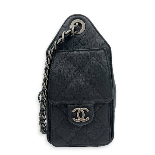 C25 Hobo Black Shoulder Bag in Caviar Leather, Ruthenium hardware