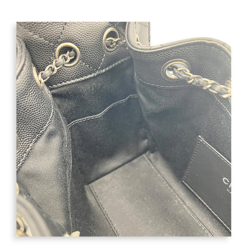C25 Hobo Black Shoulder Bag in Caviar Leather, Ruthenium hardware