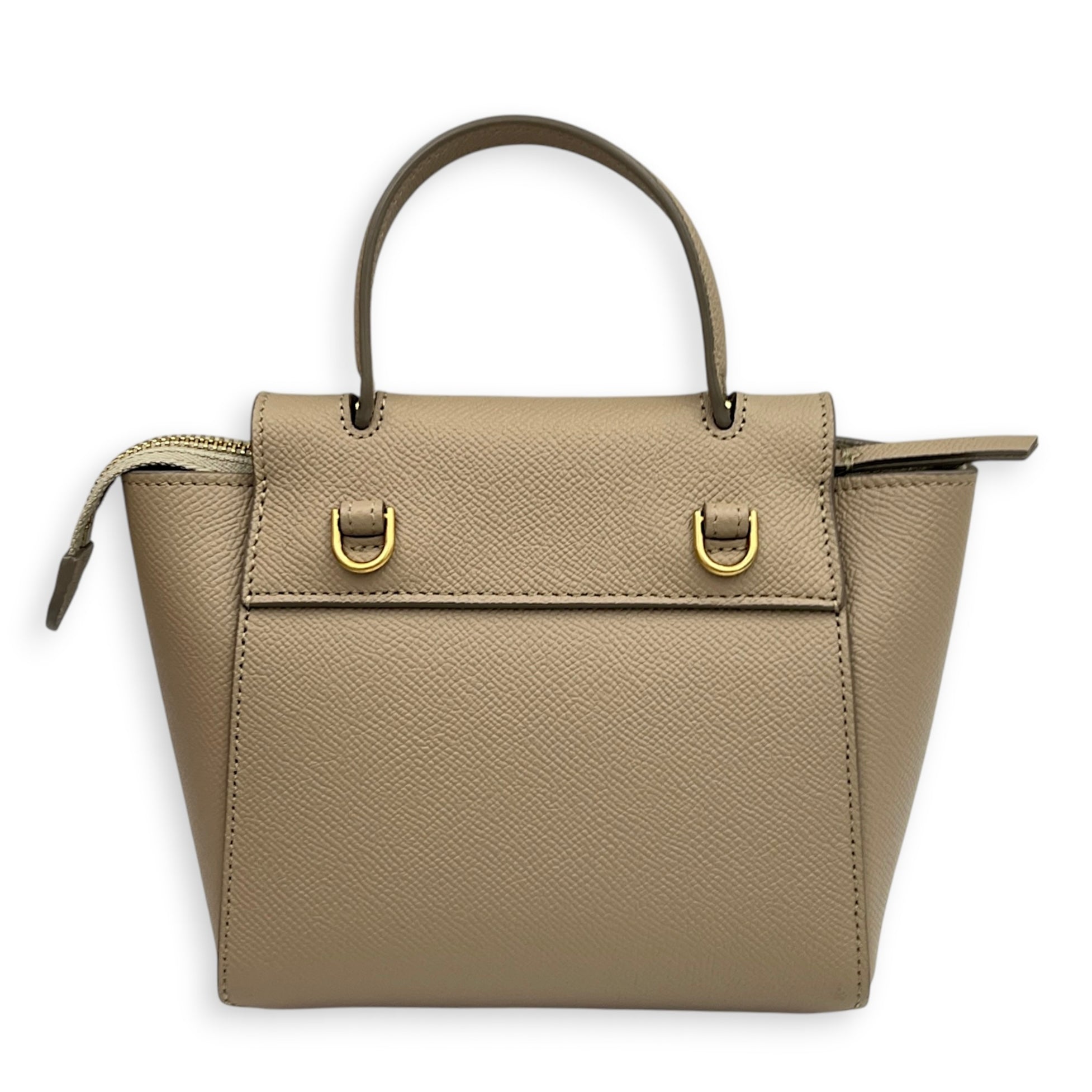 Belt Pico Beige Top Handle Bag in Calfskin, Gold hardware