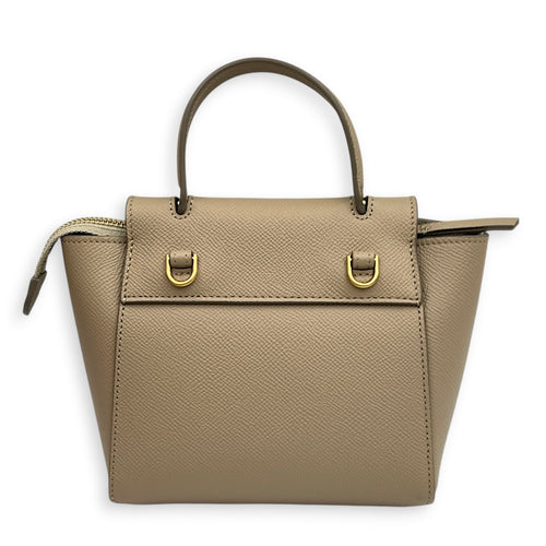 Belt Pico Beige Top Handle Bag in Calfskin, Gold hardware