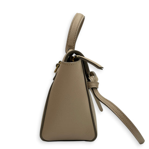 Belt Pico Beige Top Handle Bag in Calfskin, Gold hardware