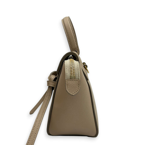 Belt Pico Beige Top Handle Bag in Calfskin, Gold hardware