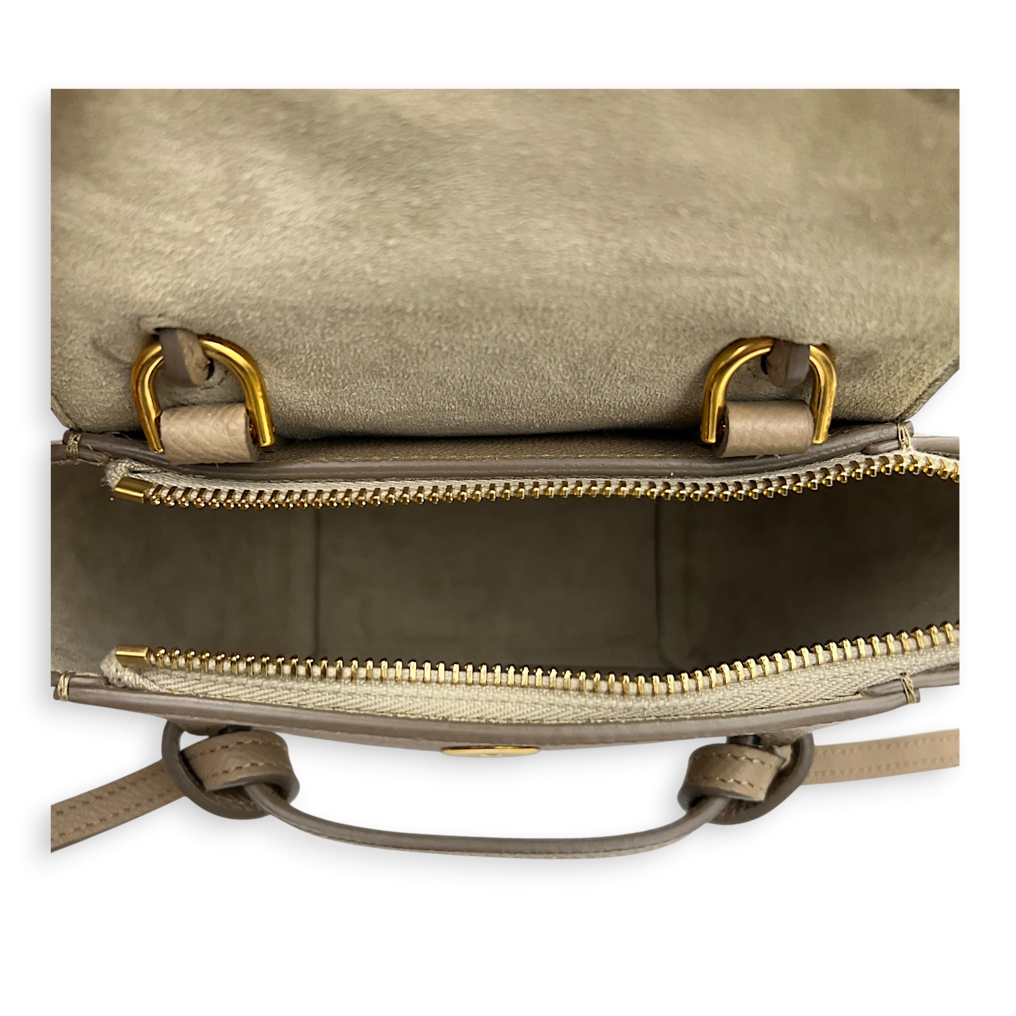 Belt Pico Beige Top Handle Bag in Calfskin, Gold hardware