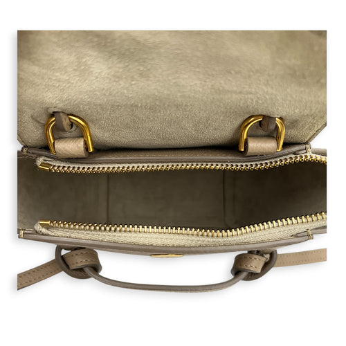 Belt Pico Beige Top Handle Bag in Calfskin, Gold hardware