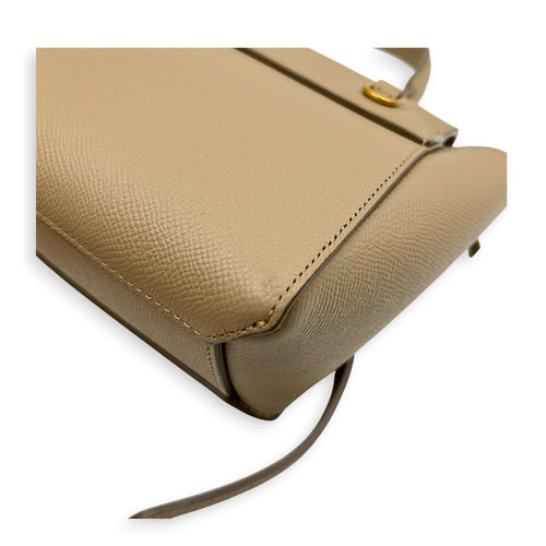 Belt Pico Beige Top Handle Bag in Calfskin, Gold hardware