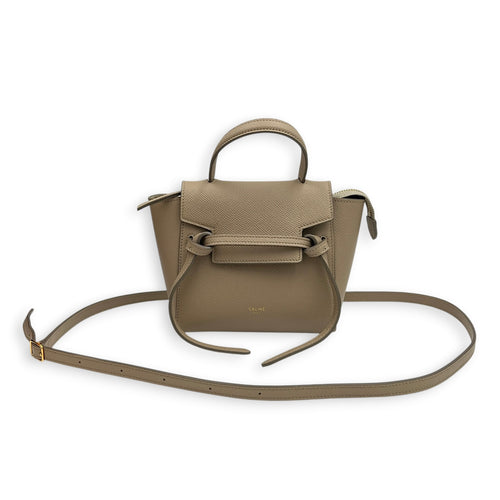 Belt Pico Beige Top Handle Bag in Calfskin, Gold hardware