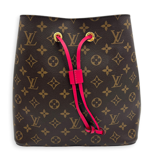 NeoNoe Brown Bucket Bag in Monogram Coated Canvas, Gold hardware