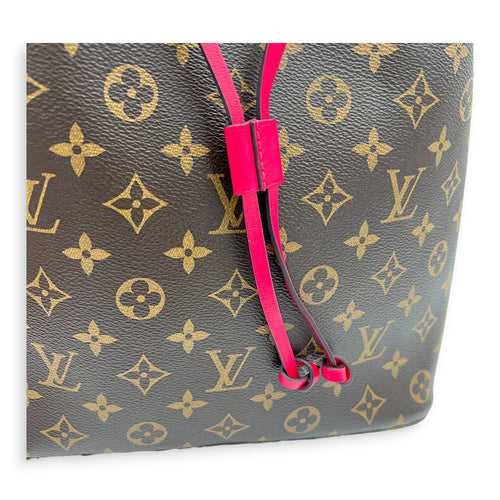 NeoNoe Brown Bucket Bag in Monogram Coated Canvas, Gold hardware