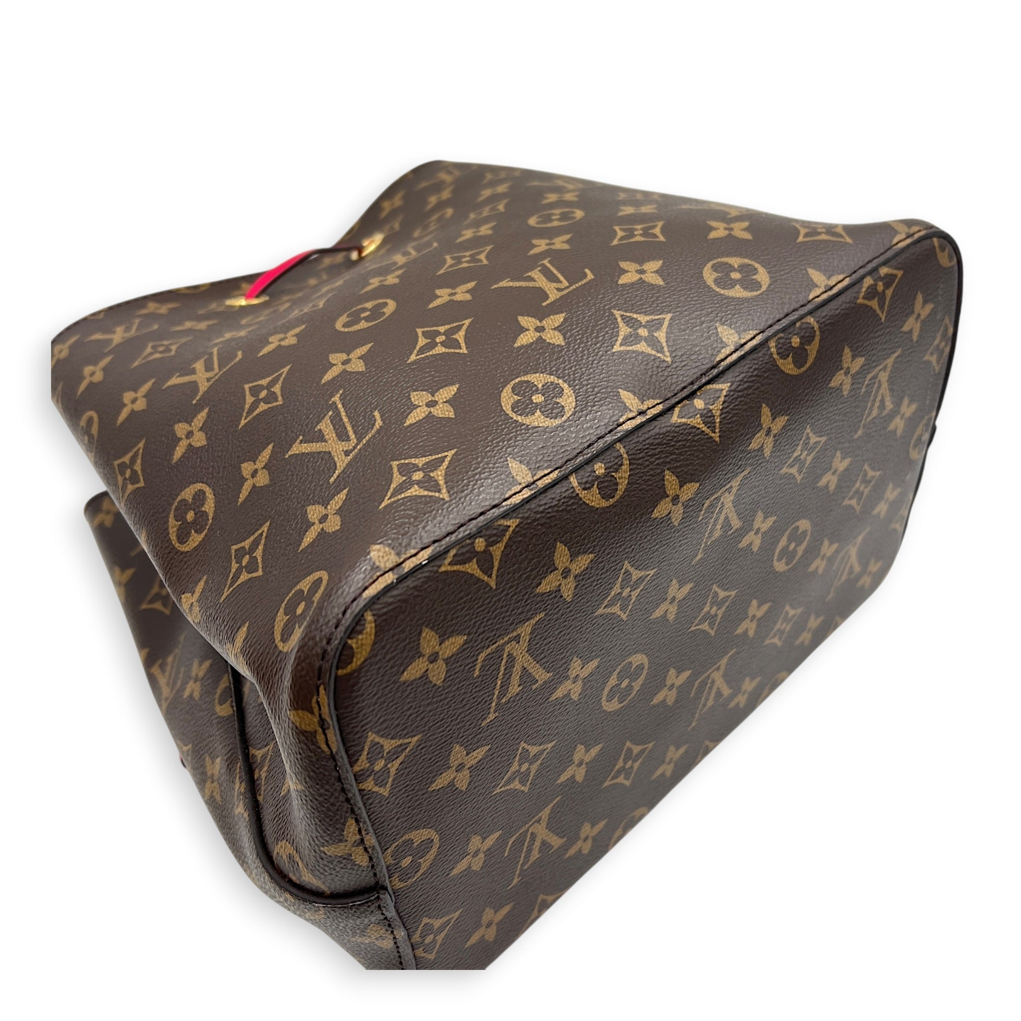 NeoNoe Brown Bucket Bag in Monogram Coated Canvas, Gold hardware