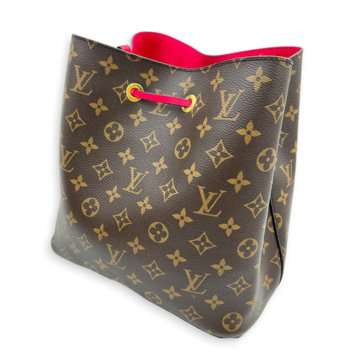NeoNoe Brown Bucket Bag in Monogram Coated Canvas, Gold hardware