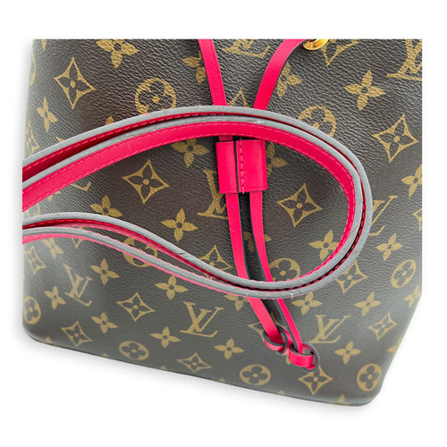 NeoNoe Brown Bucket Bag in Monogram Coated Canvas, Gold hardware