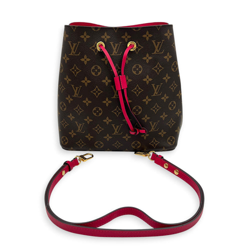 NeoNoe Brown Bucket Bag in Monogram Coated Canvas, Gold hardware