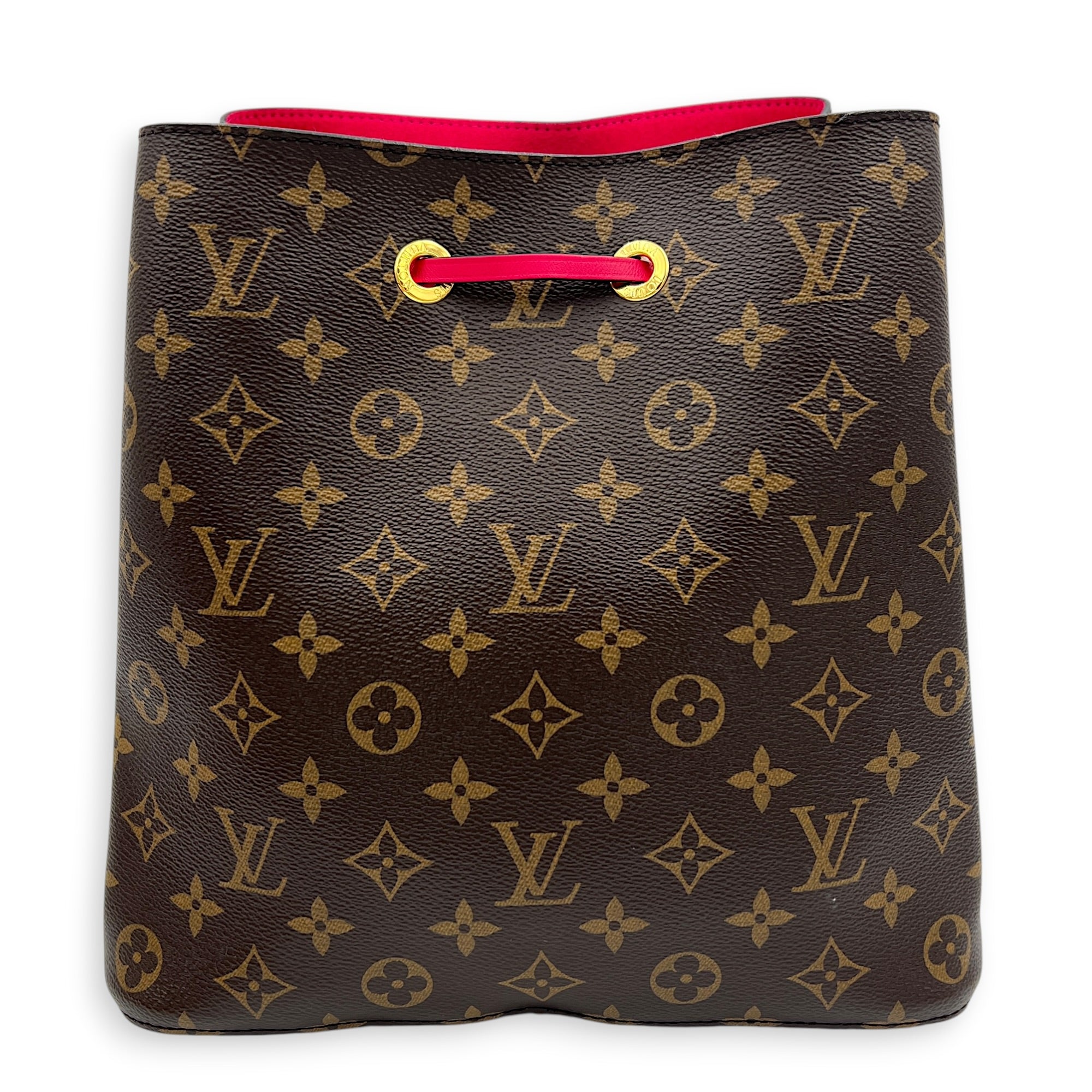 NeoNoe Brown Bucket Bag in Monogram Coated Canvas, Gold hardware