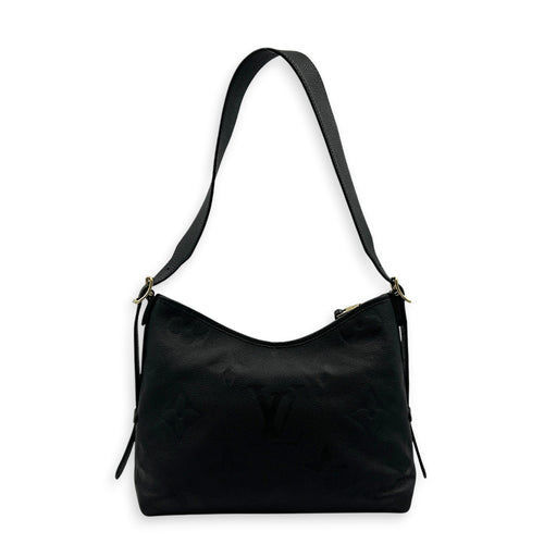Carryall PM Black Shoulder Bag in Empreinte Leather, Gold hardware