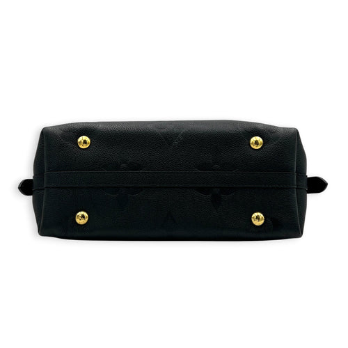 Carryall PM Black Shoulder Bag in Empreinte Leather, Gold hardware