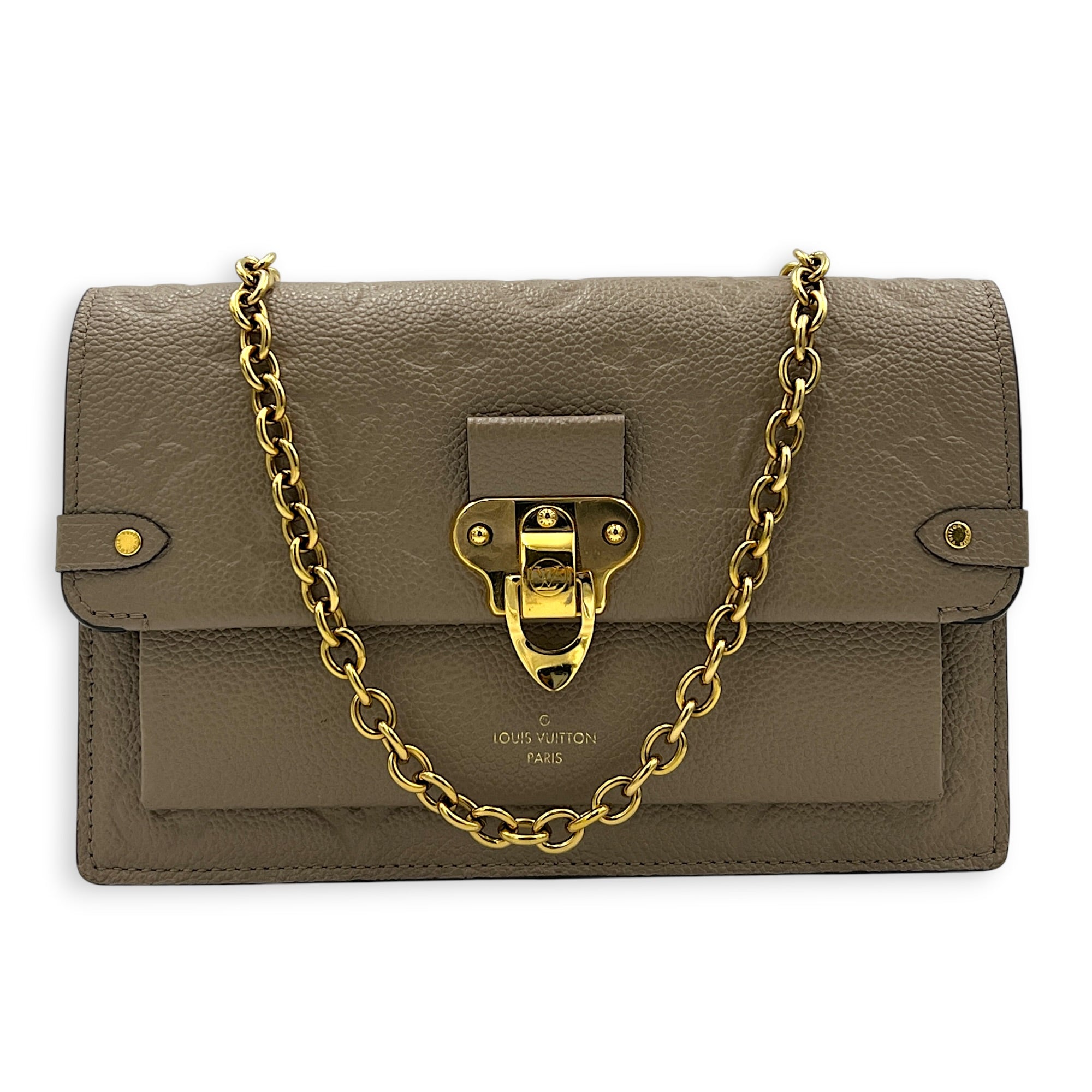 Vavin Wallet On Chain Beige in Empreinte Leather, Gold hardware
