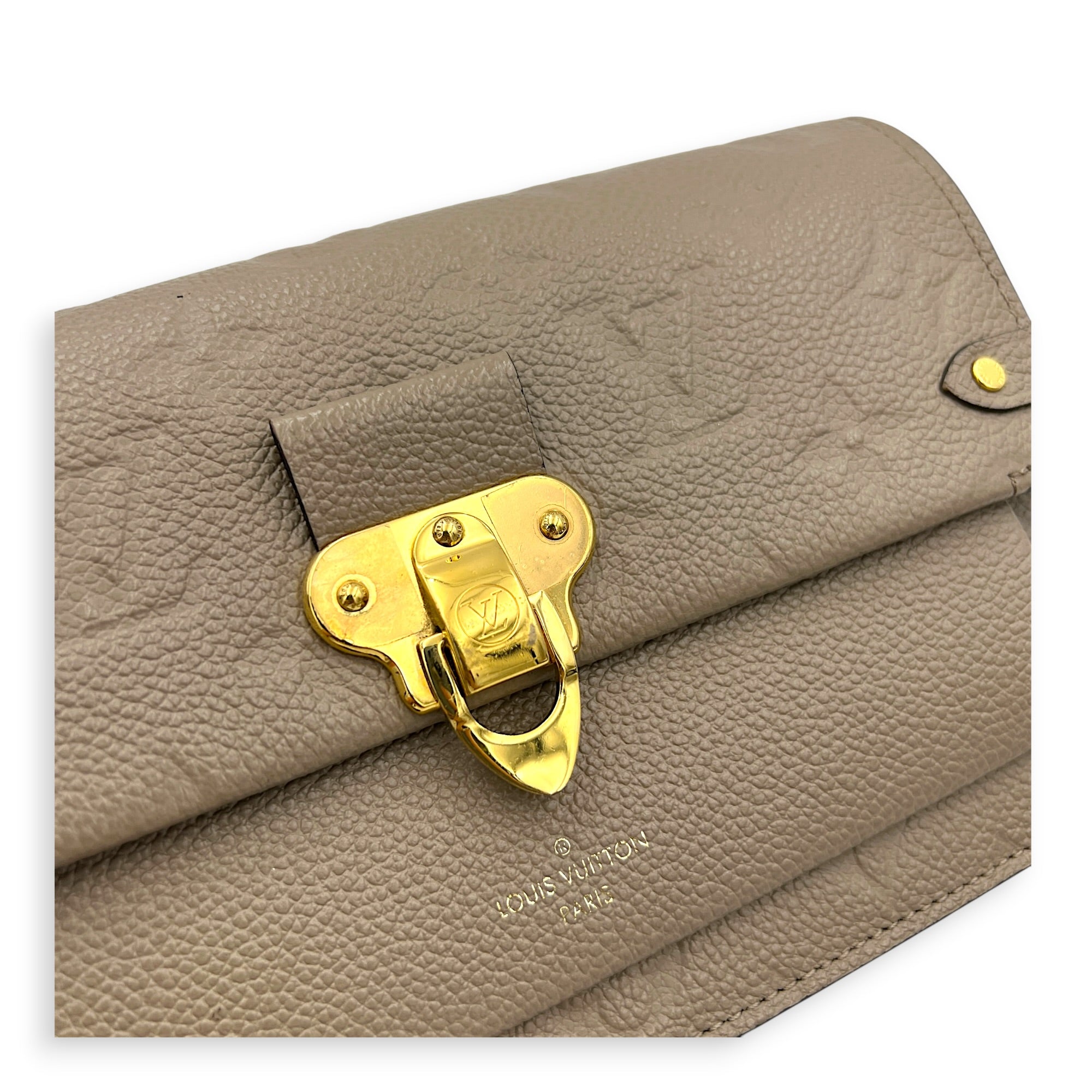 Vavin Wallet On Chain Beige in Empreinte Leather, Gold hardware