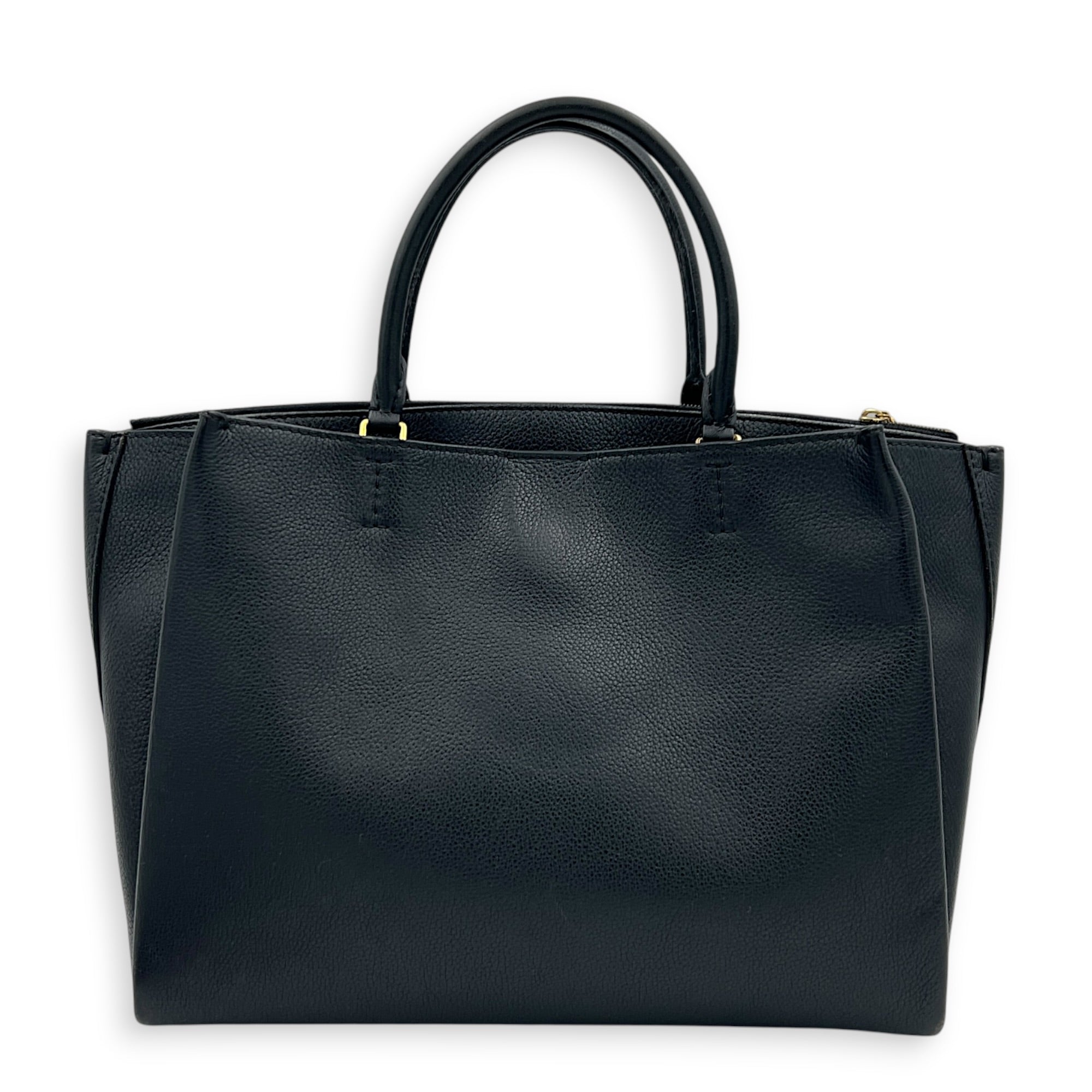 Lock Me Tote Bag Black in Calfskin, Gold hardware
