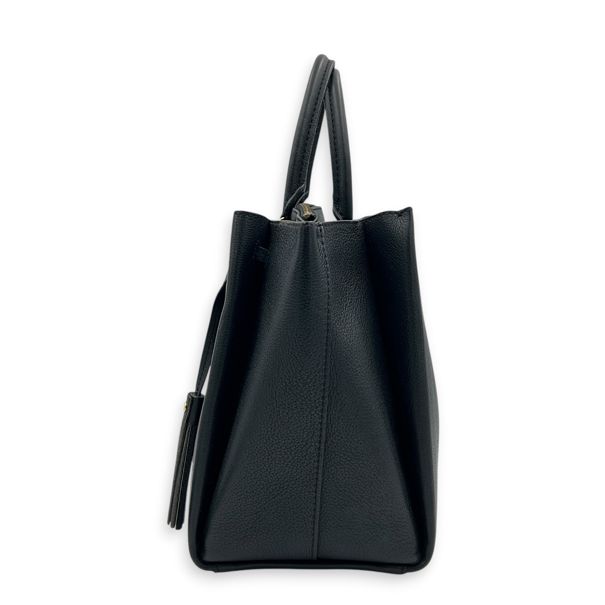Lock Me Tote Bag Black in Calfskin, Gold hardware