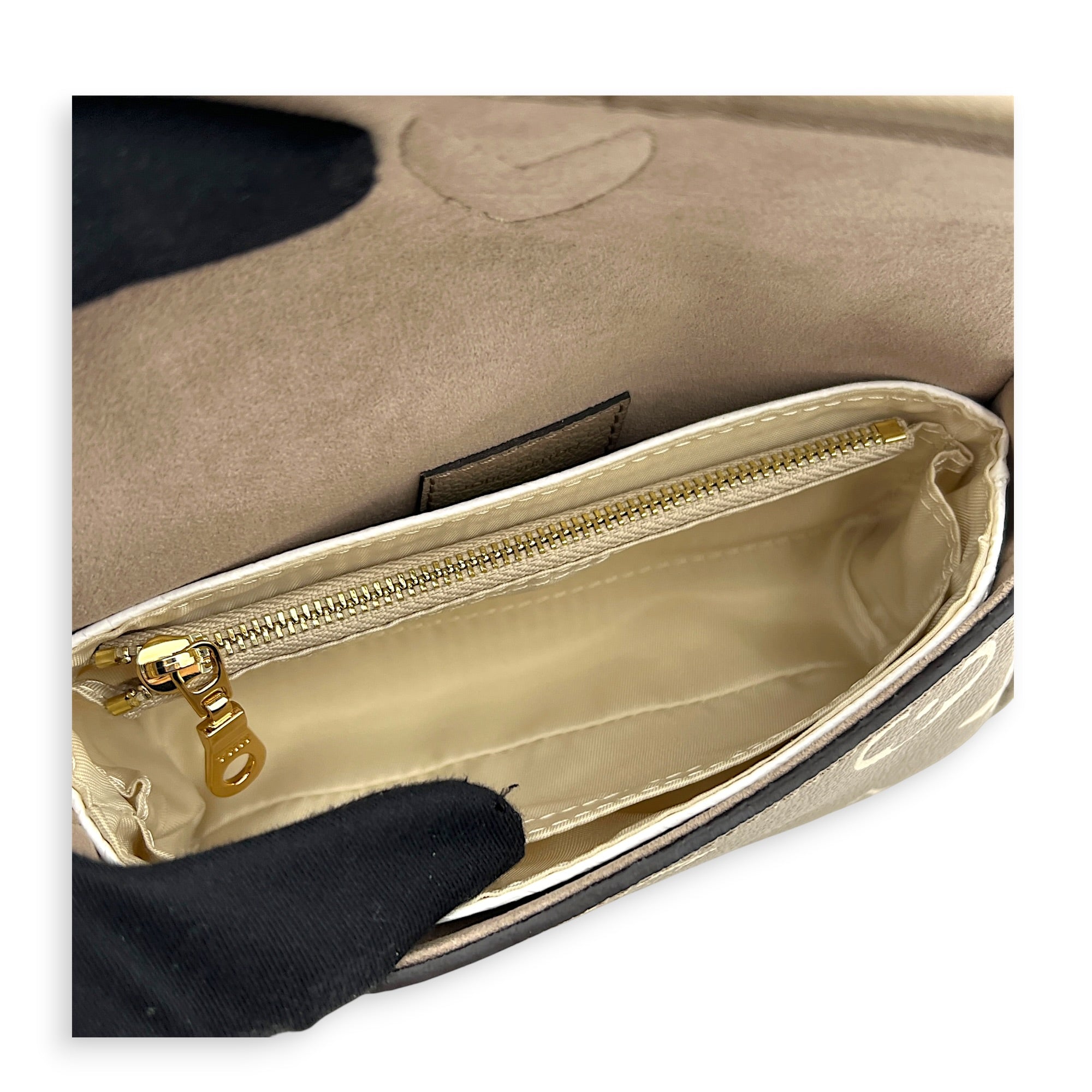 Diane Nano Beige Shoulder Bag in Empreinte Leather, Gold hardware