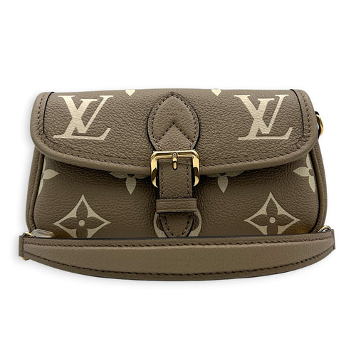 Diane Nano Beige Shoulder Bag in Empreinte Leather, Gold hardware
