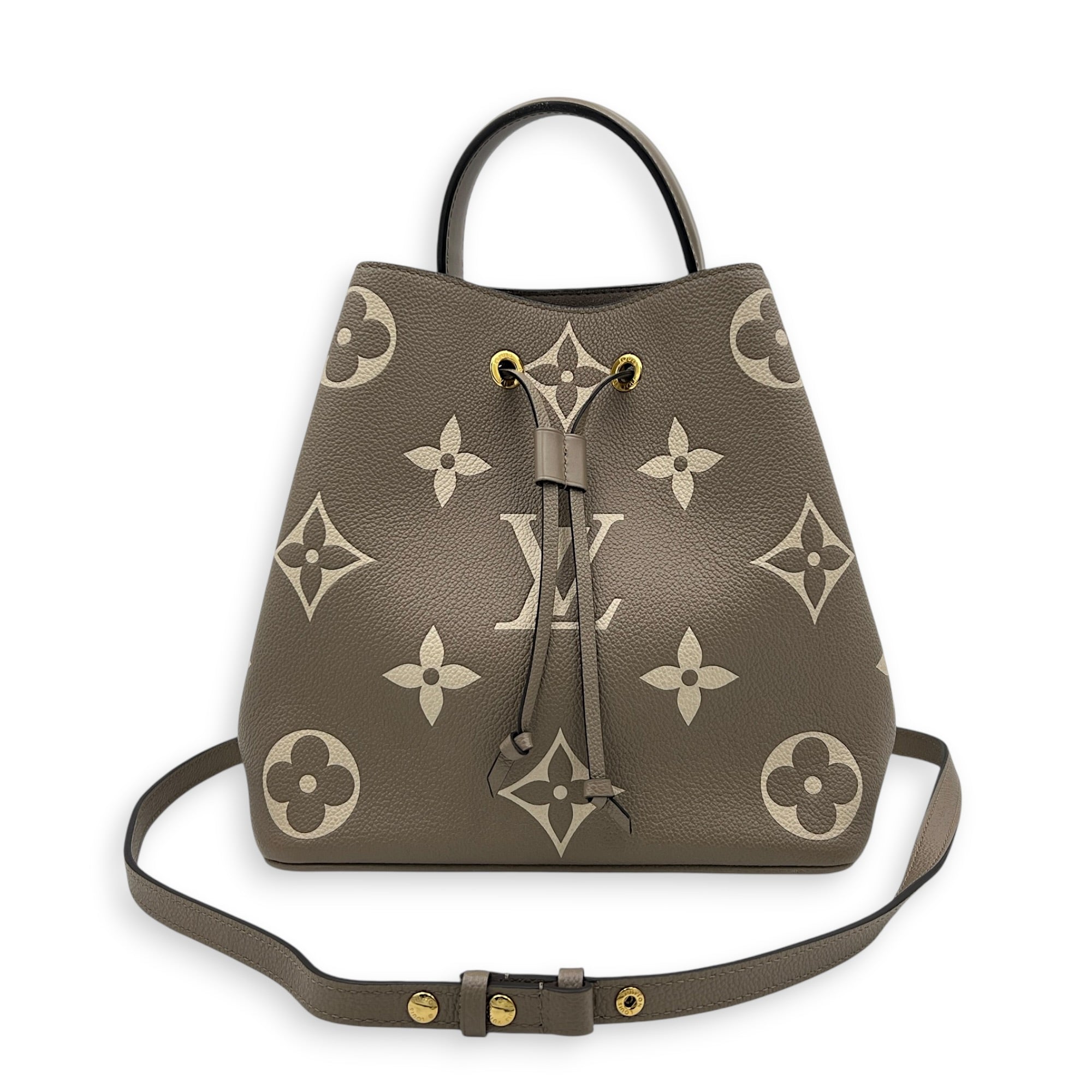 NeoNoe Bucket Bag Beige in Empreinte Leather, Gold hardware