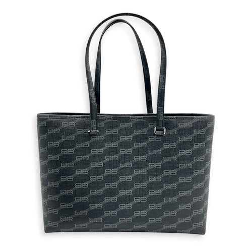 BB Monogram Tote Bag Black in Coated Canvas, Silver hardware