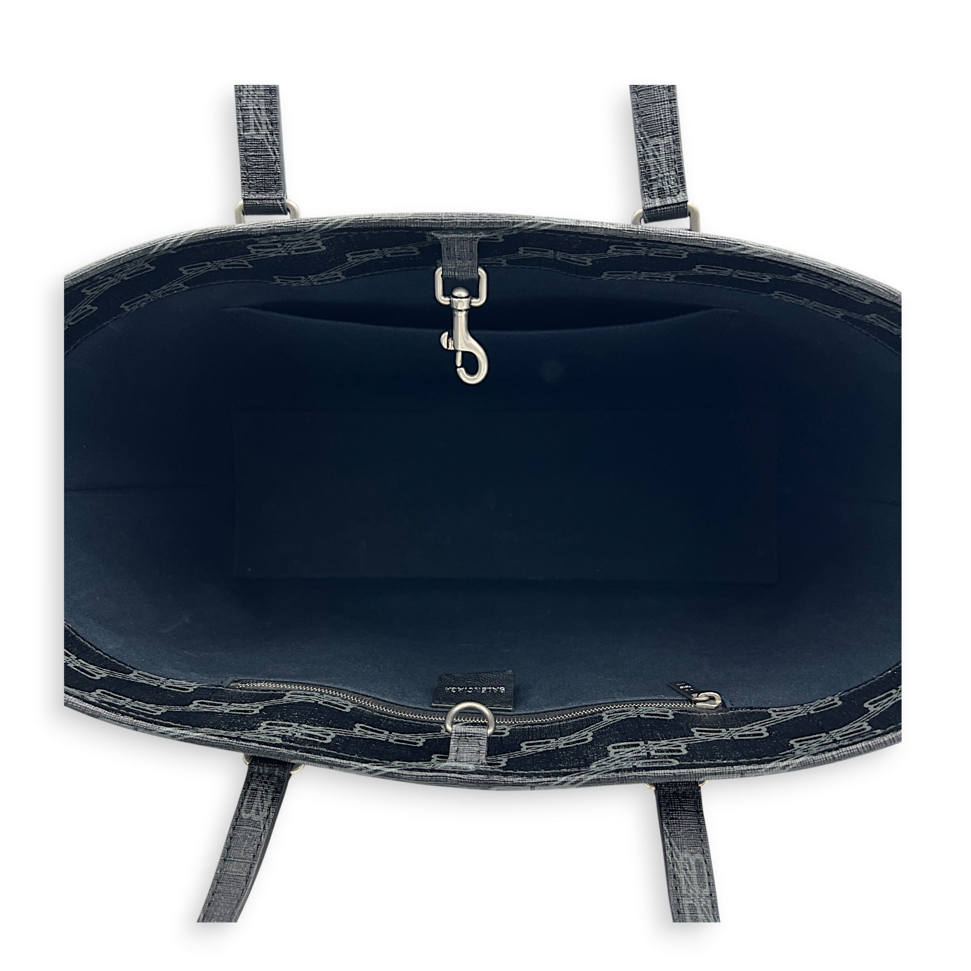 BB Monogram Tote Bag Black in Coated Canvas, Silver hardware