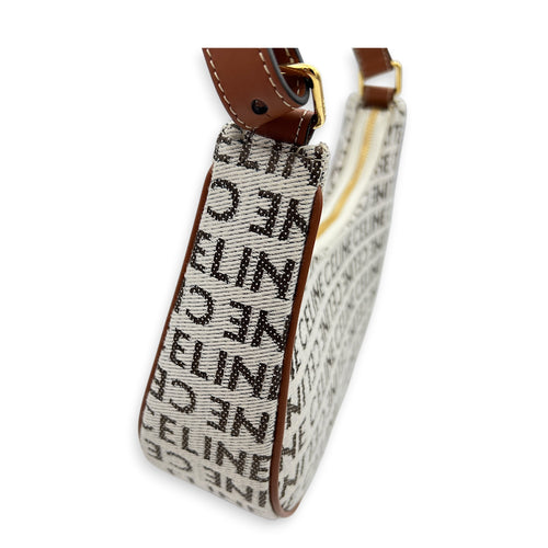 Ava Shoulder Bag White in Canvas, Gold hardware