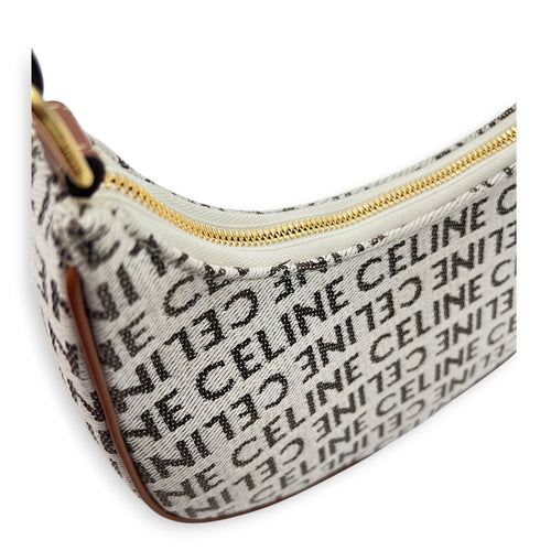 Ava Shoulder Bag White in Canvas, Gold hardware