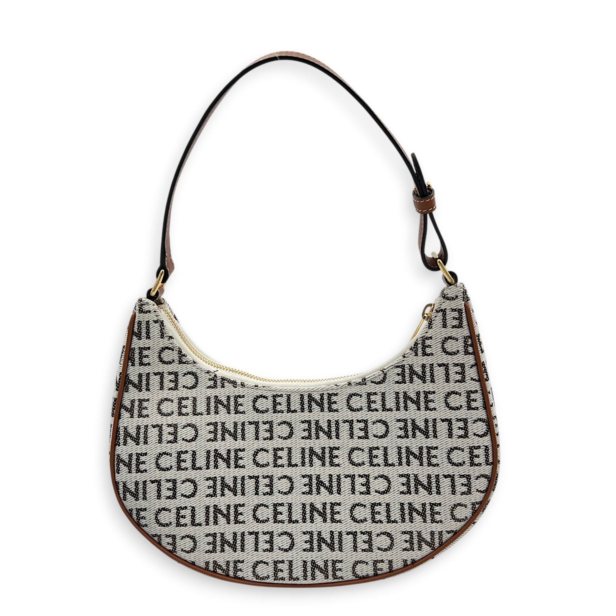 Ava Shoulder Bag White in Canvas, Gold hardware