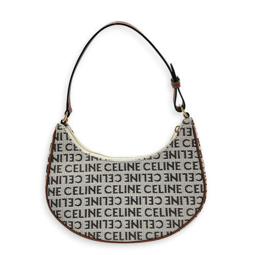 Ava Shoulder Bag White in Canvas, Gold hardware