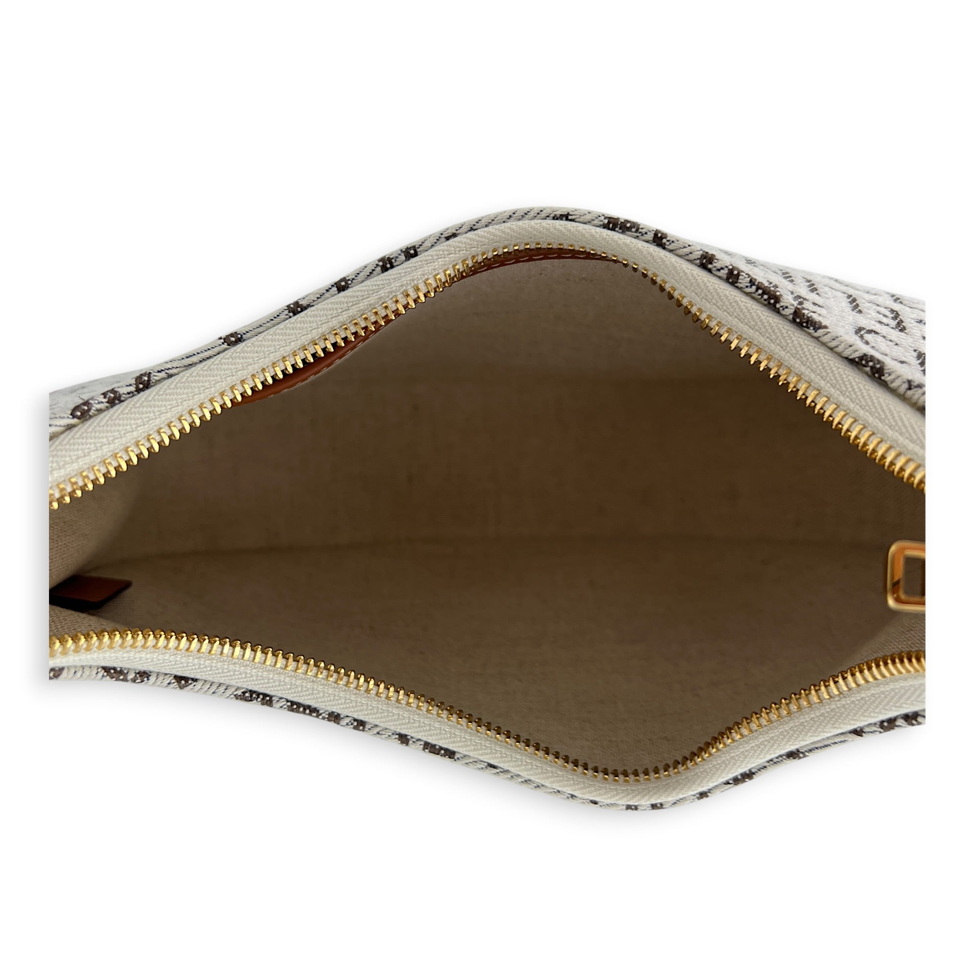 Ava Shoulder Bag White in Canvas, Gold hardware