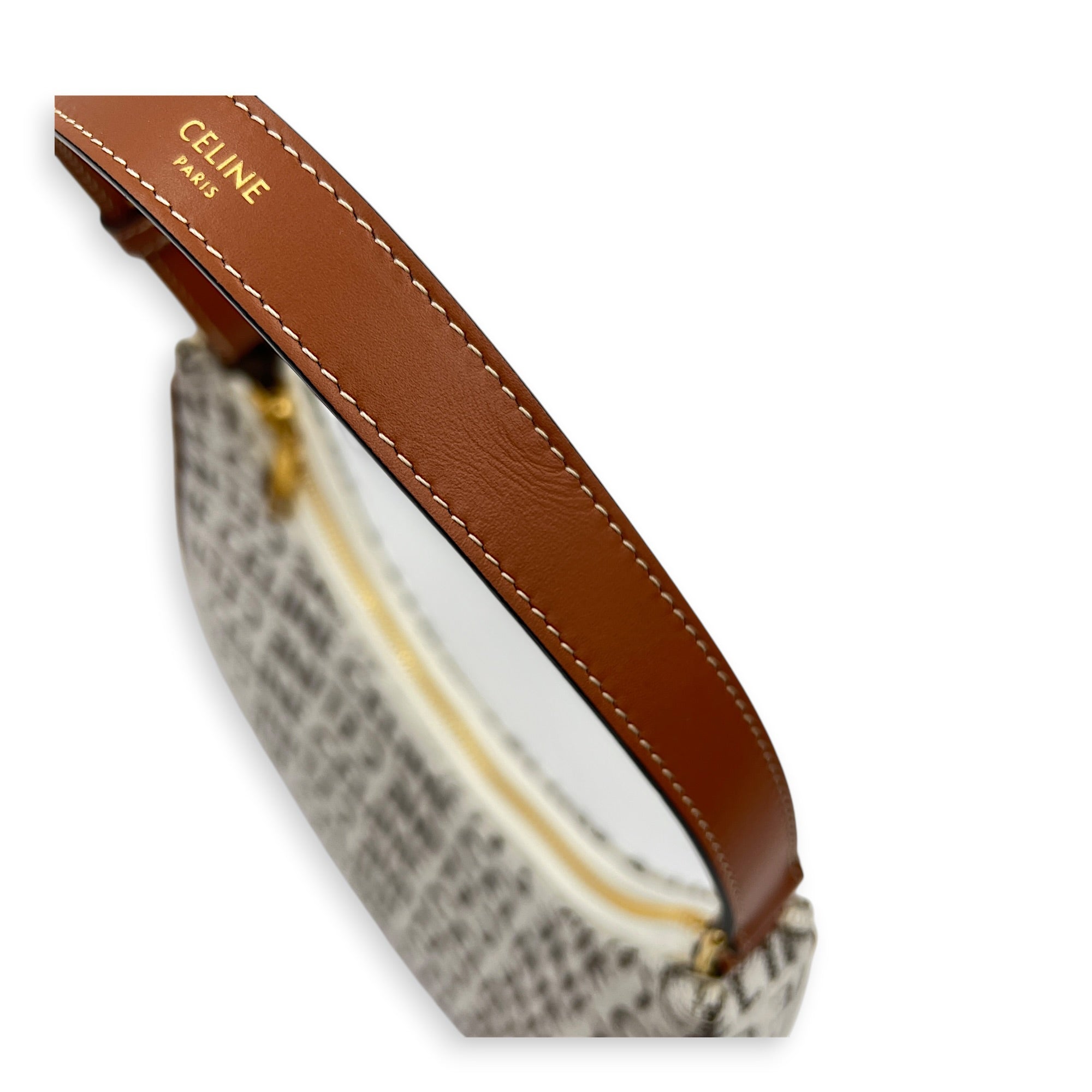 Ava Shoulder Bag White in Canvas, Gold hardware