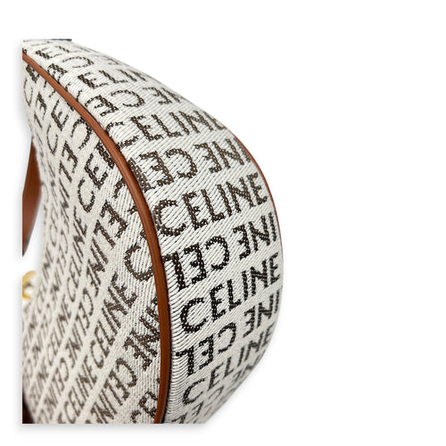 Ava Shoulder Bag White in Canvas, Gold hardware
