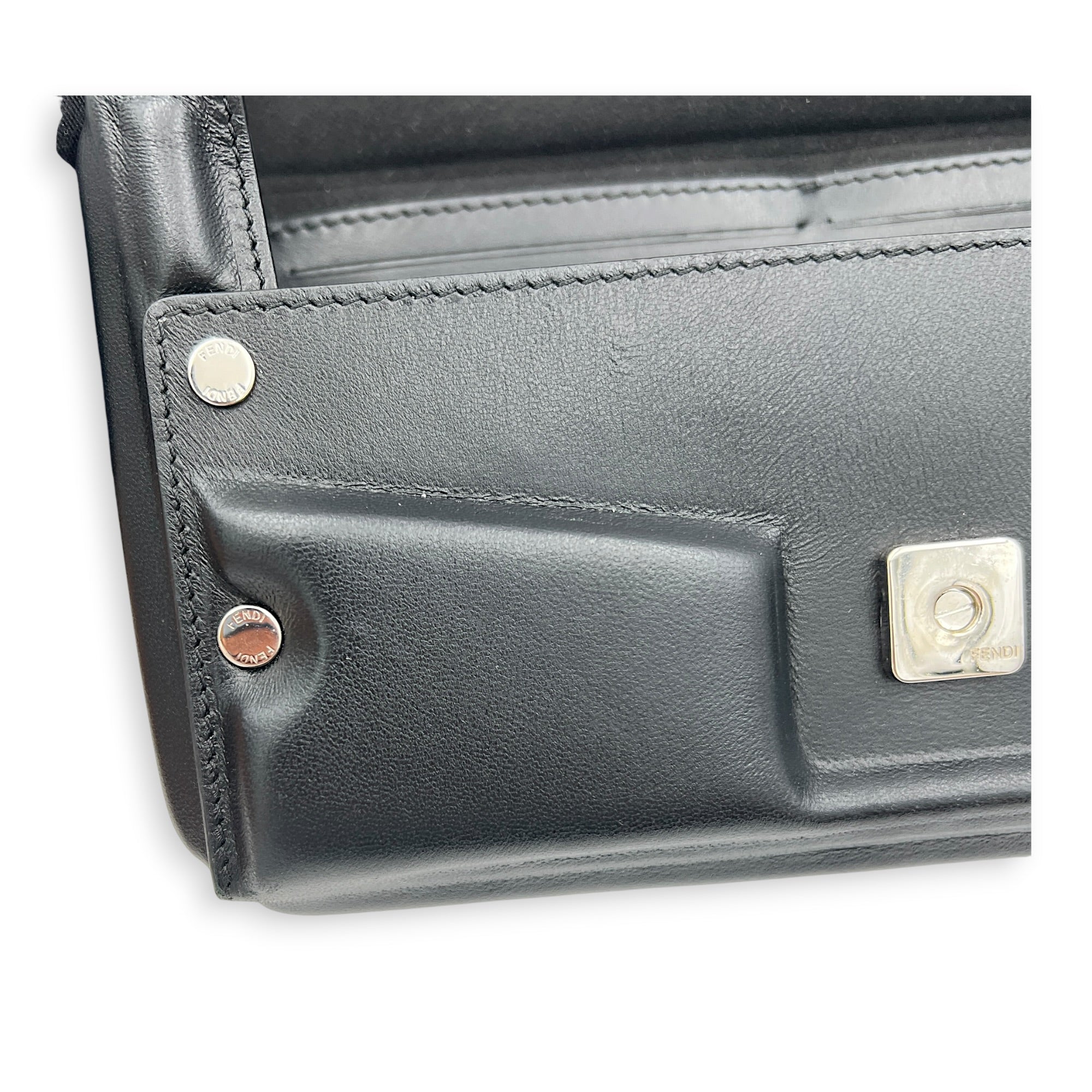 Soft Trunk Baguette Shoulder Bag Black in Nappa Leather, Silver hardware