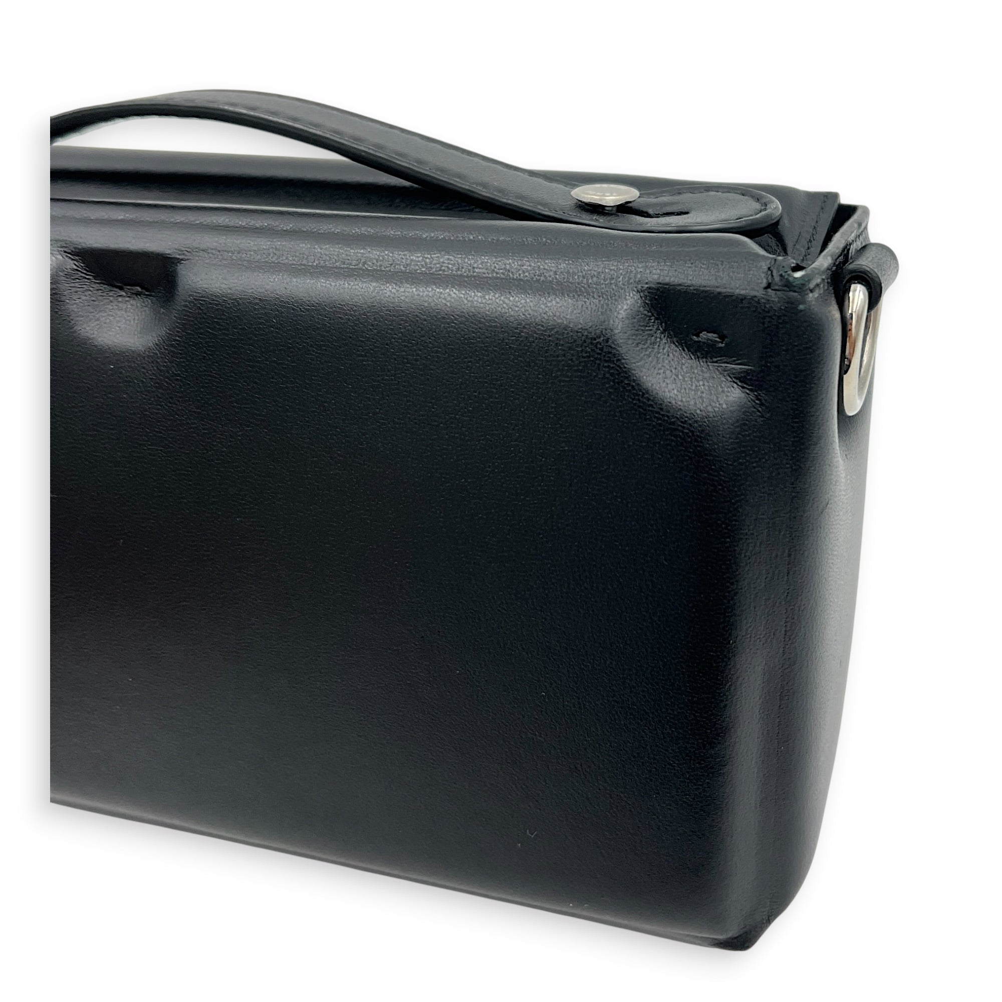 Soft Trunk Baguette Shoulder Bag Black in Nappa Leather, Silver hardware