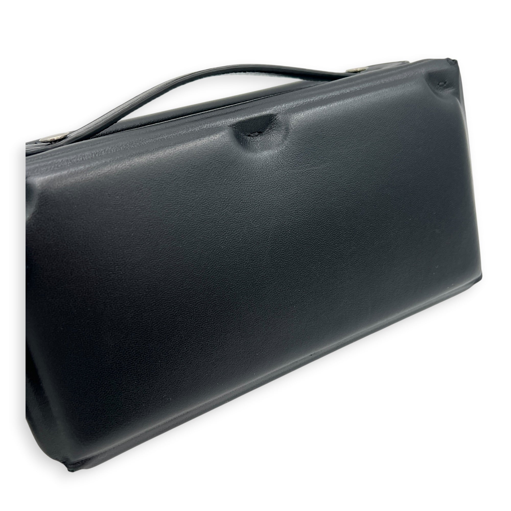 Soft Trunk Baguette Shoulder Bag Black in Nappa Leather, Silver hardware