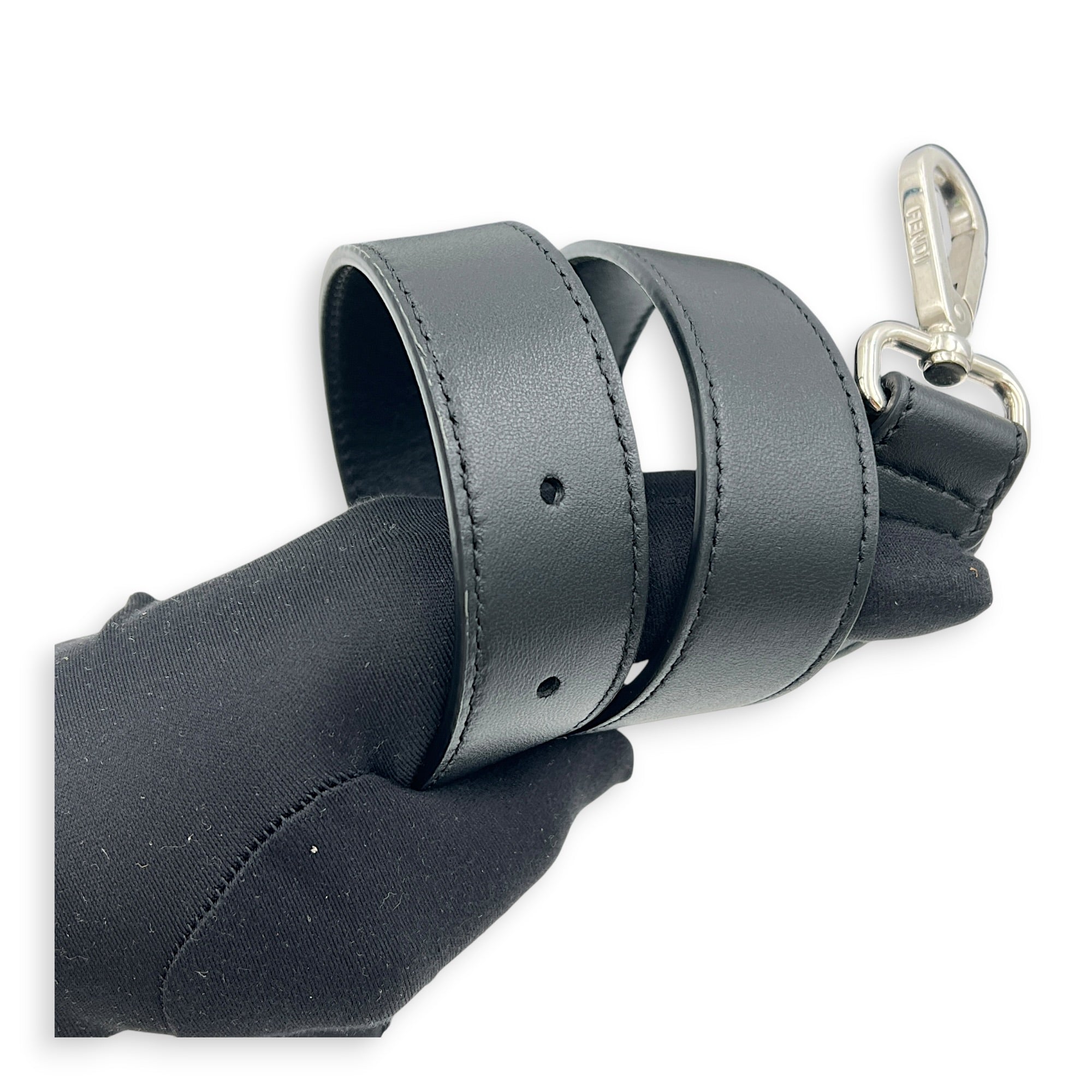 Soft Trunk Baguette Shoulder Bag Black in Nappa Leather, Silver hardware