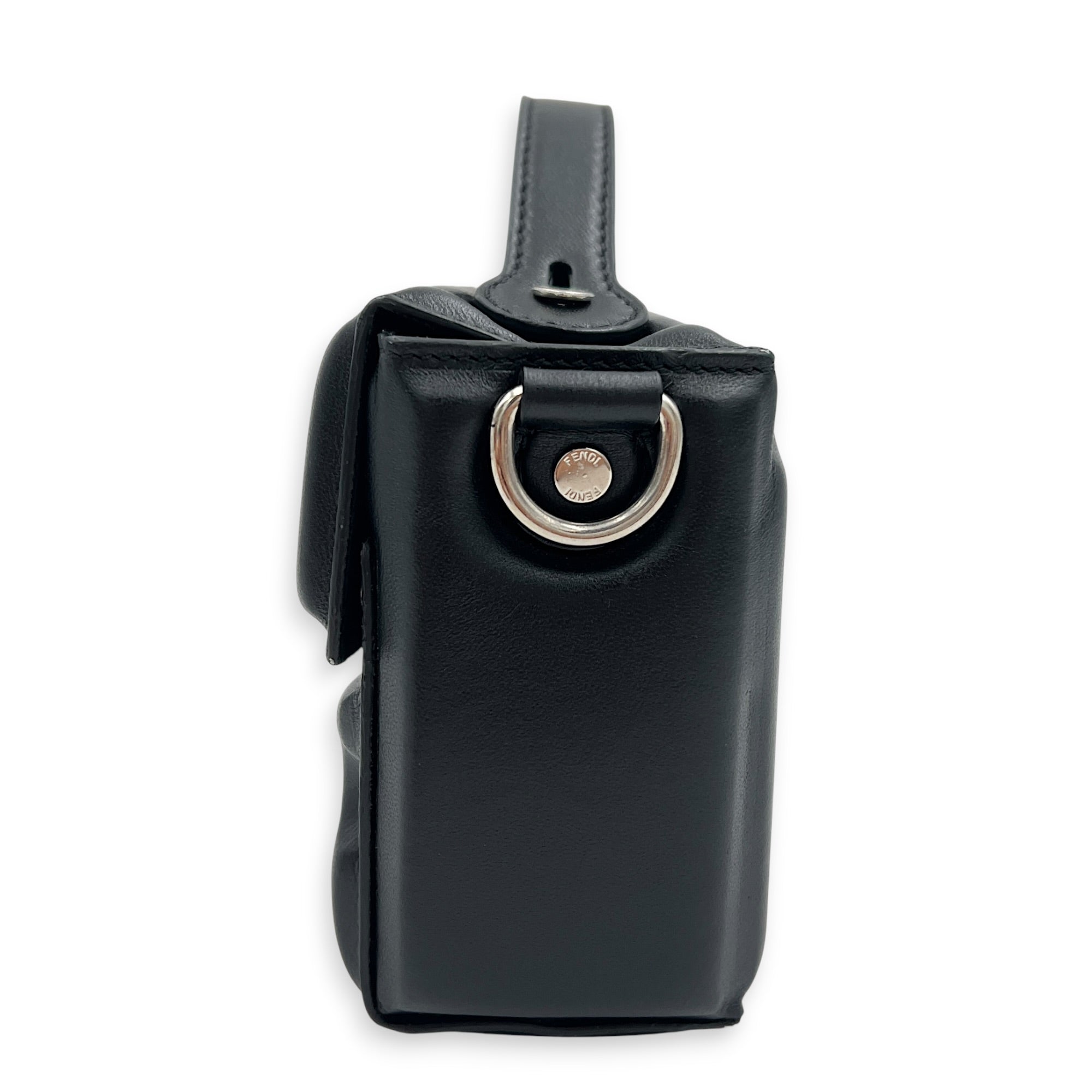 Soft Trunk Baguette Shoulder Bag Black in Nappa Leather, Silver hardware