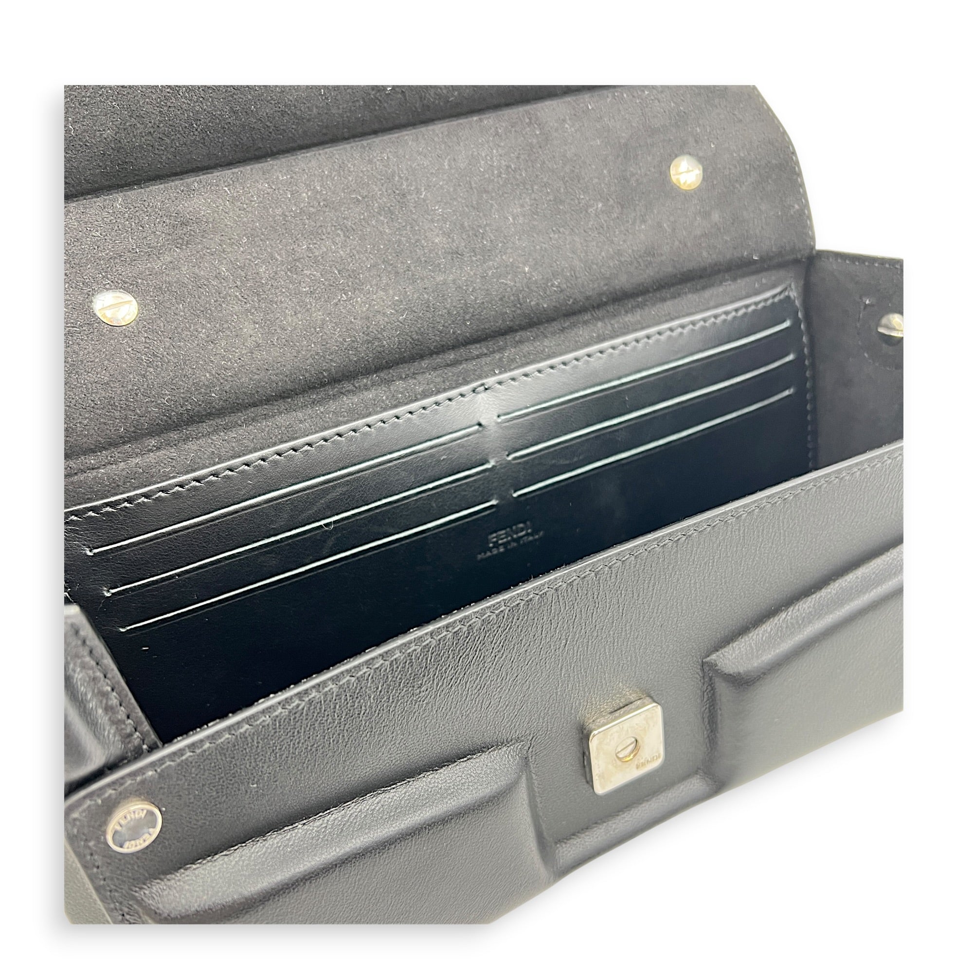 Soft Trunk Baguette Shoulder Bag Black in Nappa Leather, Silver hardware