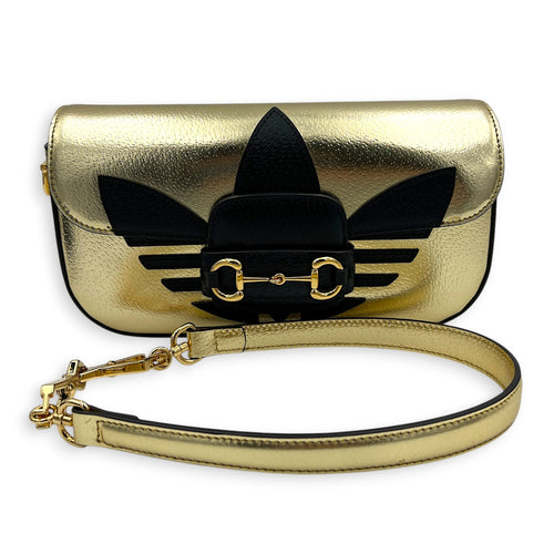 Horsebit 1955 Shoulder Bag Gold in Calfskin, Gold hardware