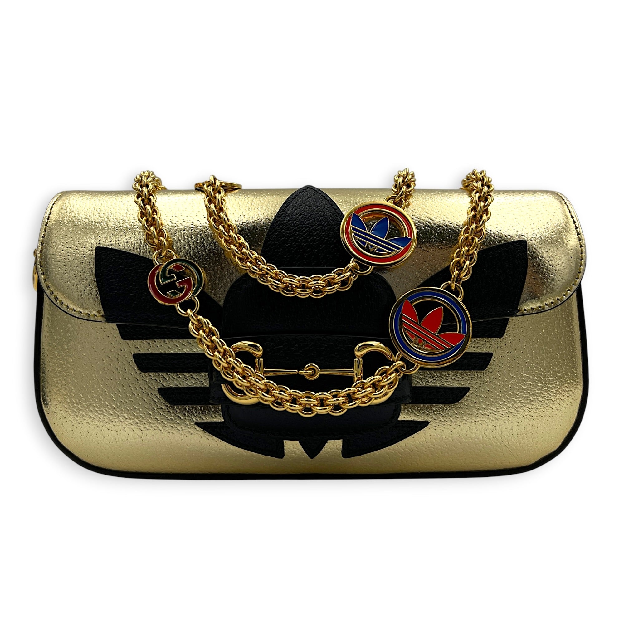 Horsebit 1955 Shoulder Bag Gold in Calfskin, Gold hardware