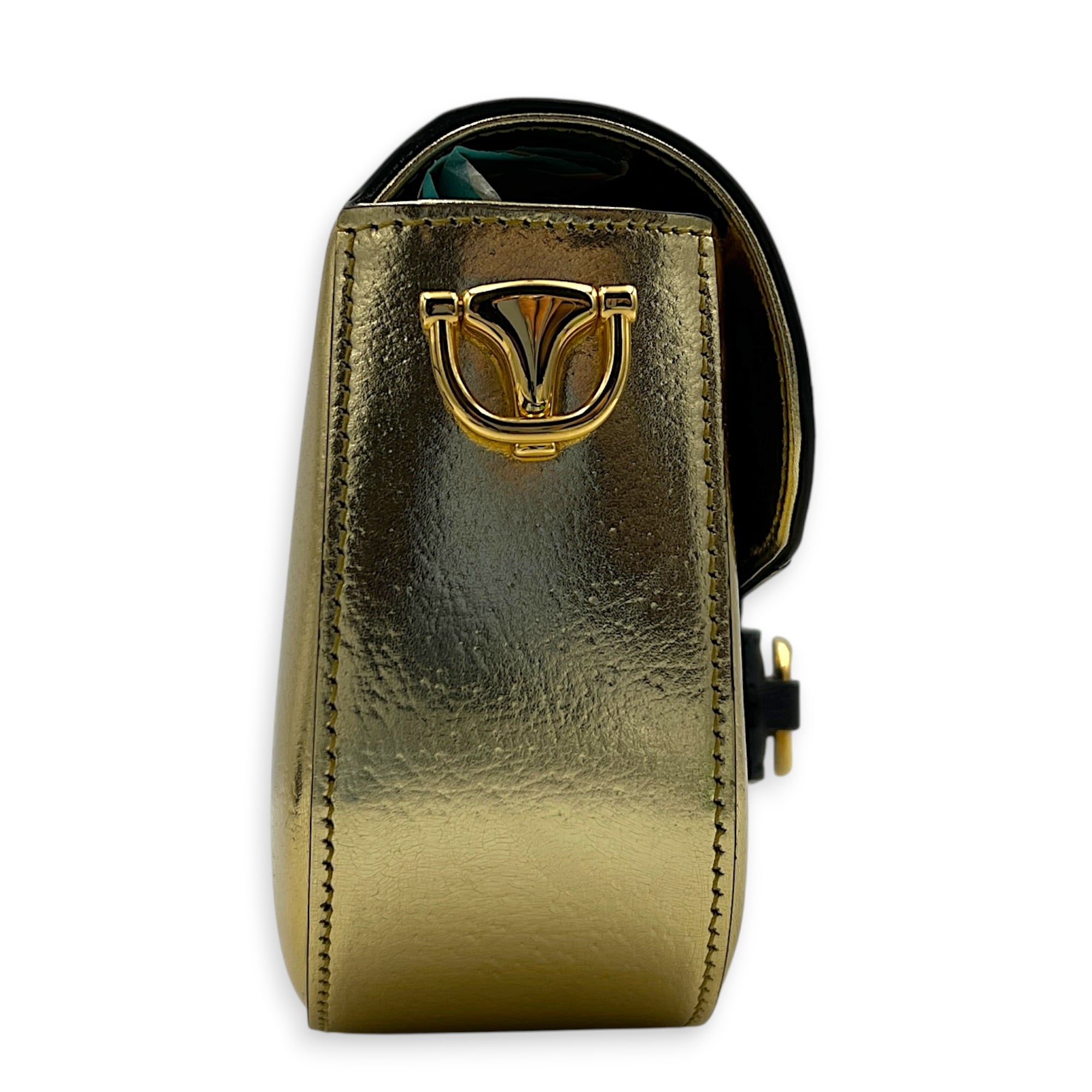 Horsebit 1955 Shoulder Bag Gold in Calfskin, Gold hardware