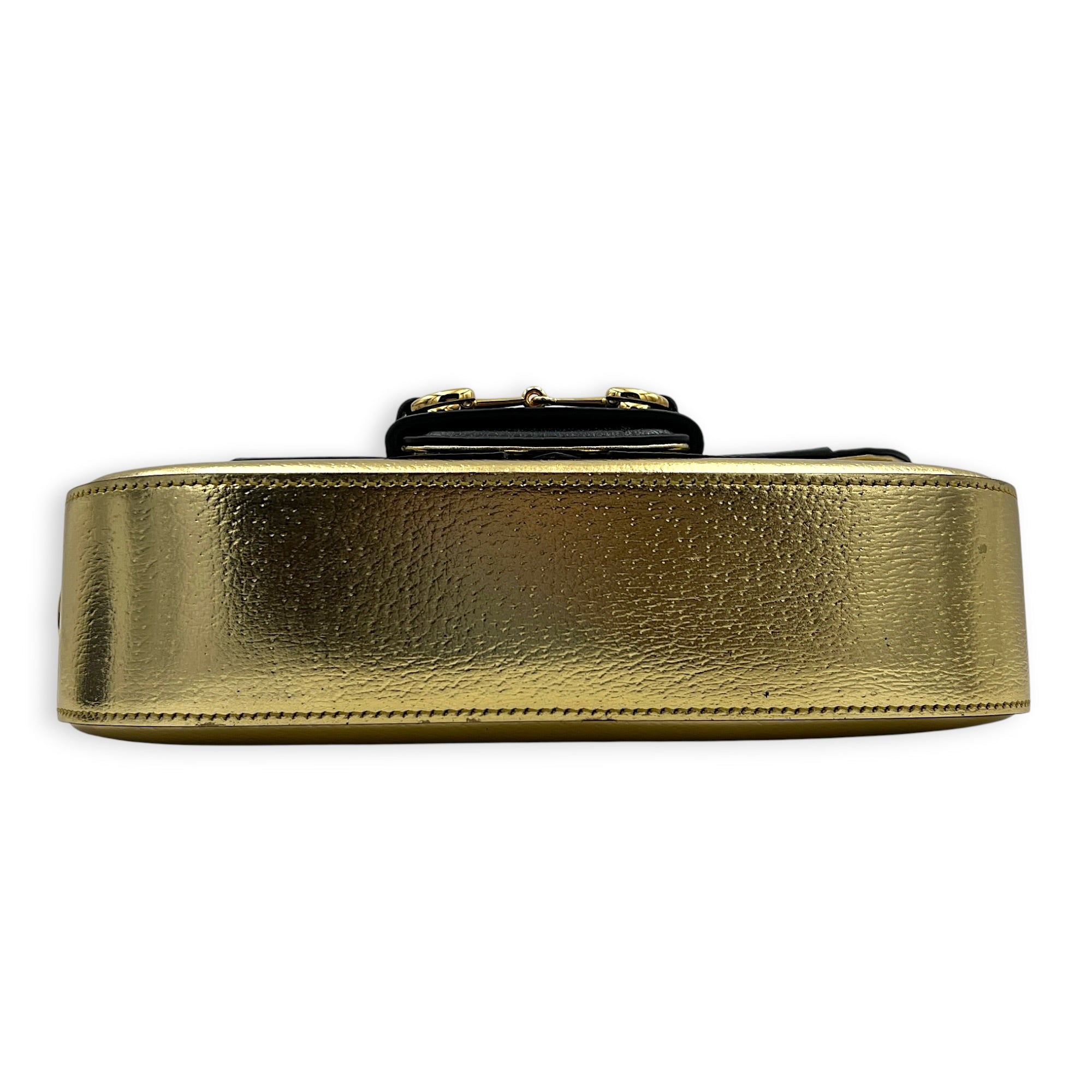 Horsebit 1955 Shoulder Bag Gold in Calfskin, Gold hardware